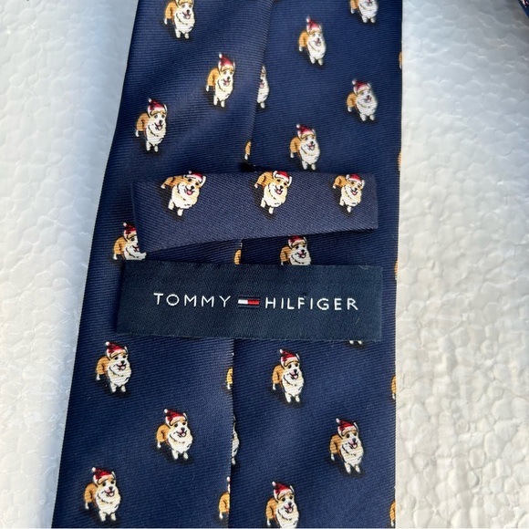 Tommy Hilfiger Neck Tie Dog Print Blue Novelty Puppy Design - Picture 6 of 12